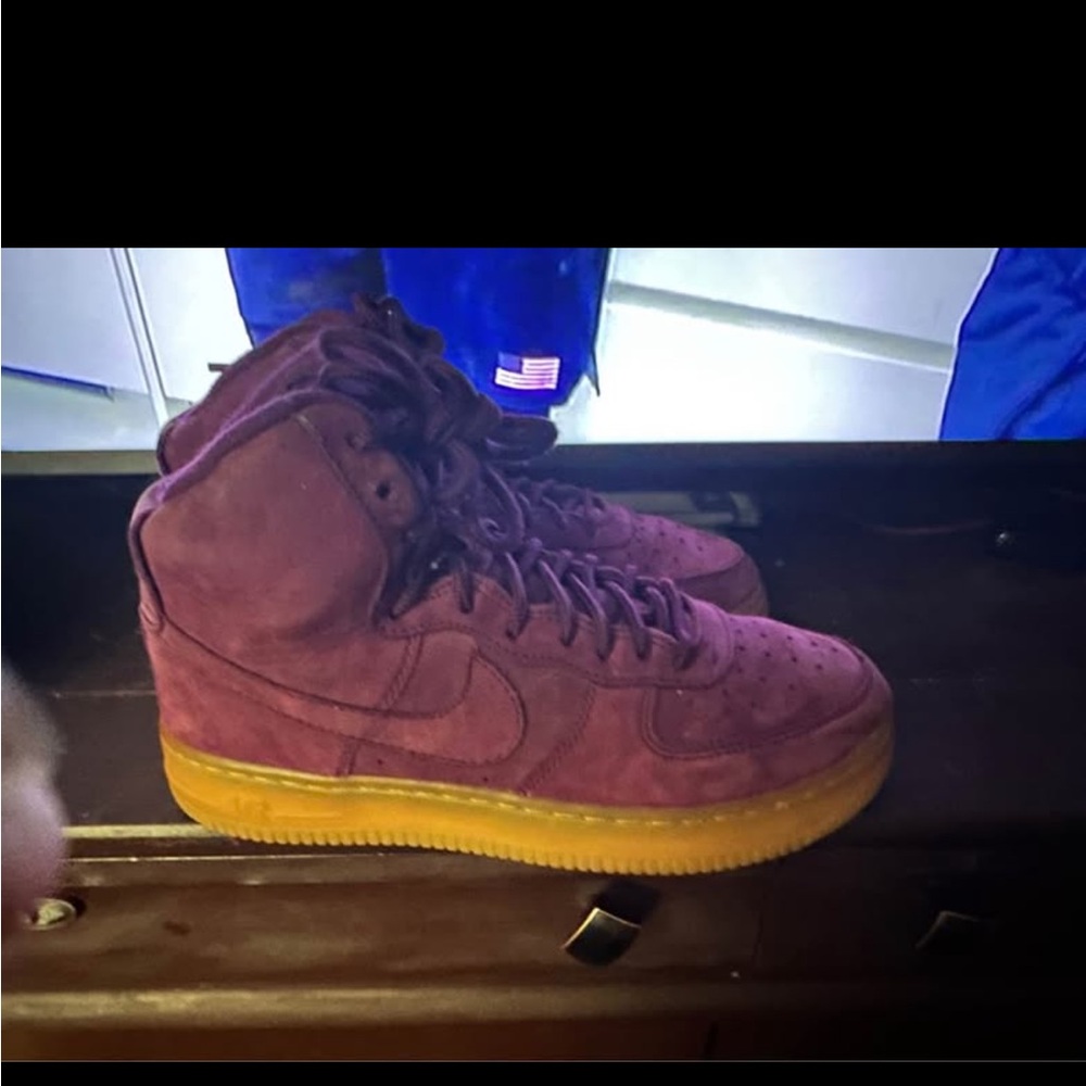 Nike Burgundy and Gum Sole High-Top Sneakers